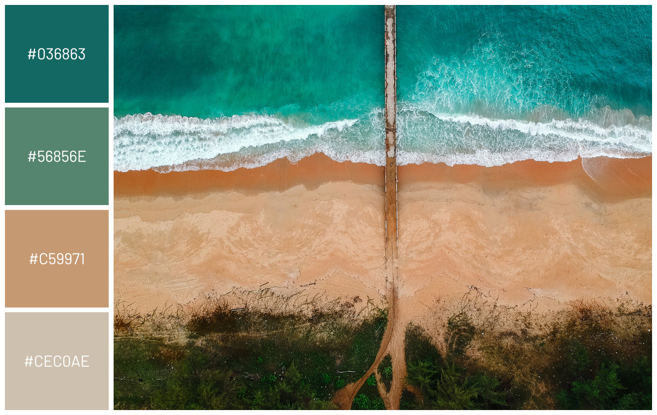 wood pier walkway over green foam ocean sandy beach